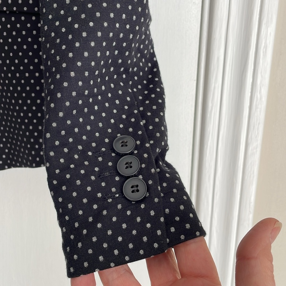 New York & Co Navy Polka Dot Stretch Blazer 0 - Picture 3 of 7